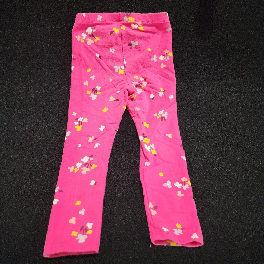 Cat & Jack Toddler Girls Pink Floral Cotton Stretch Leggings Size 3T - Picture 3 of 3